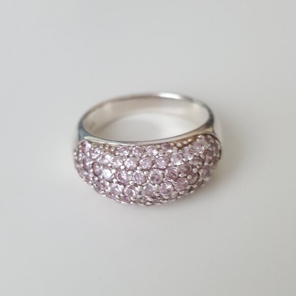 🩷Silver 925  Ring with Pink Rhinestones Size 7🩷 - Picture 1 of 9